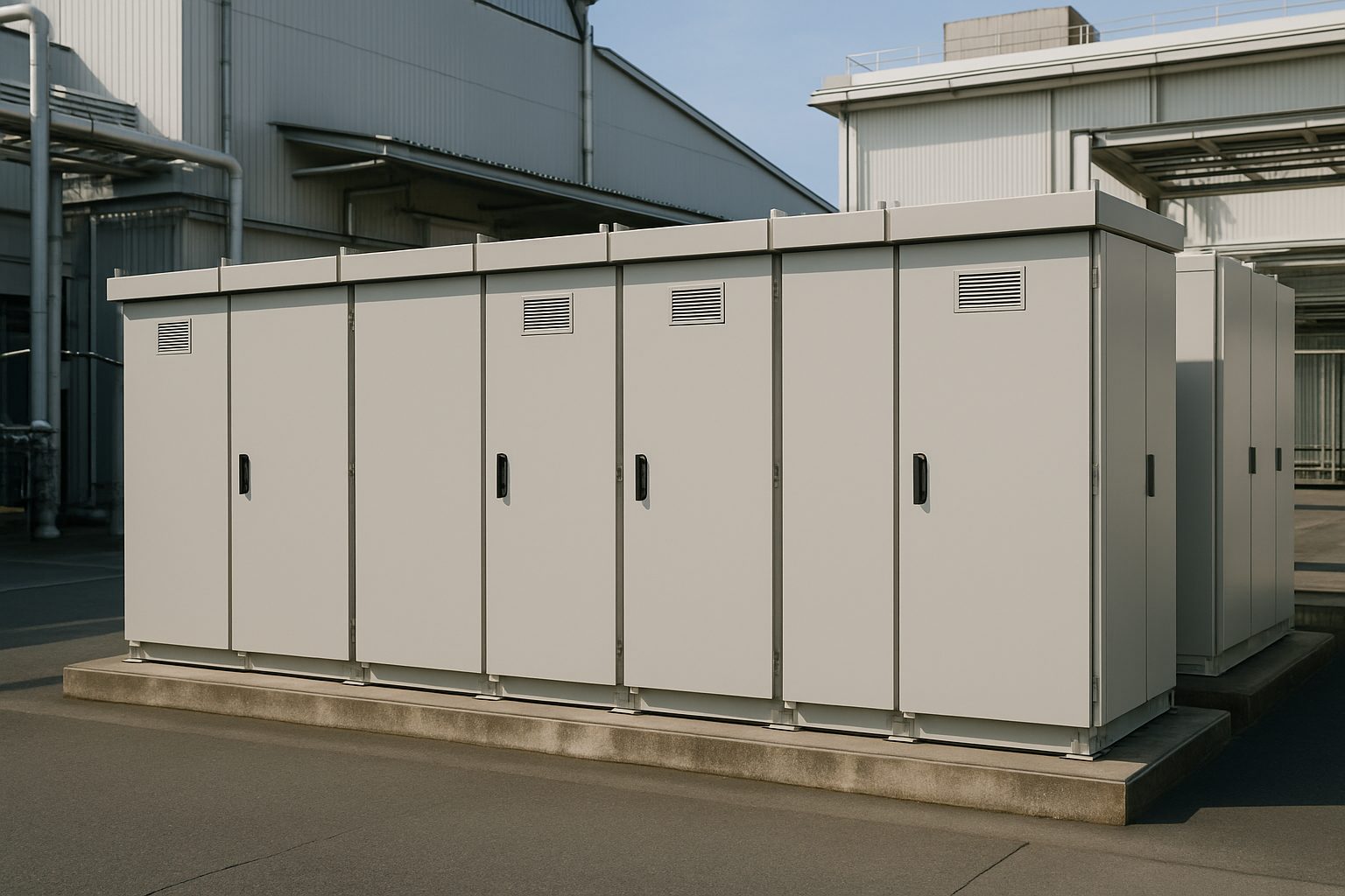 Photorealistic documentary photograph of a Japanese cubicle installation at an i